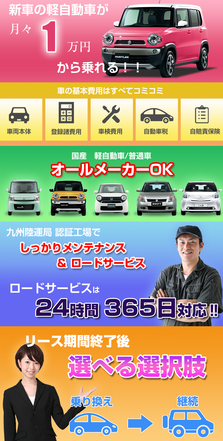 花園モータースでは個人リースも行えます。一度お問い合わせください。